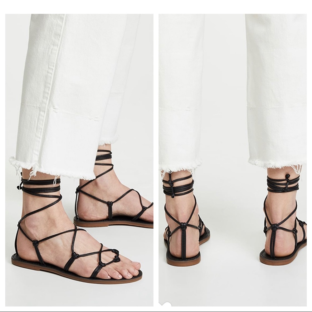 Madewell Black Leather Boardwalk Lace-Up Sandal